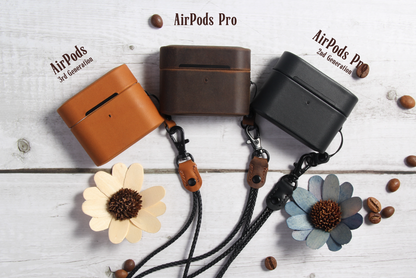 |ARORA| Leather Airpods Pro Case-Vegetable Tanned |Black|