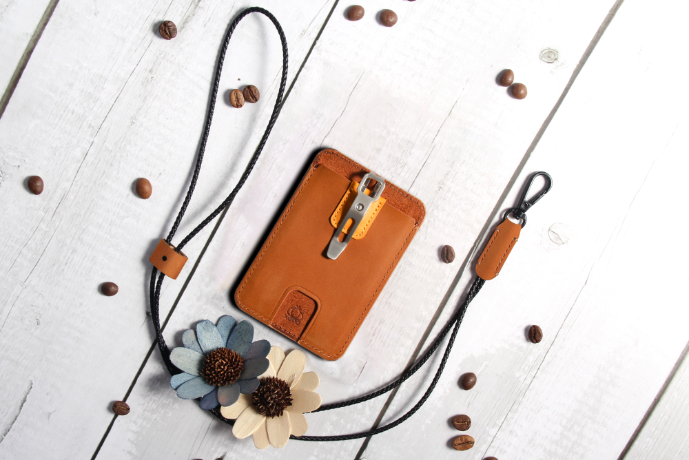 Hermes Brown Card Holder & Badge Holder|Vertical |