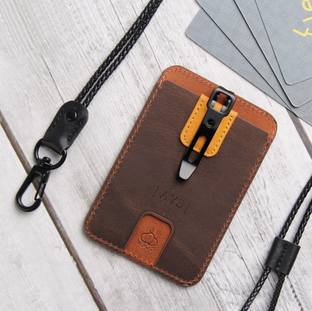 Hermes Brown Card Holder & Badge Holder|Vertical |