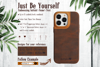 Natural Leather iPhone Case for iPhone 14 Pro with MagSafe Strong Magnets