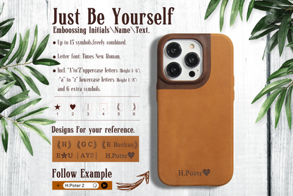 Natural Leather iPhone Case for iPhone 14 Pro with MagSafe Strong Magnets